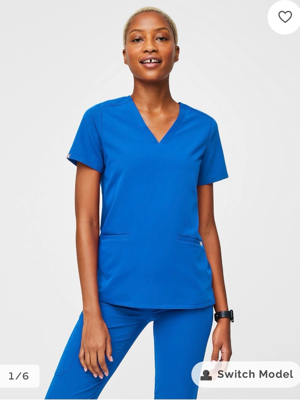 Figs Casma Scrub Top - Royal Blue